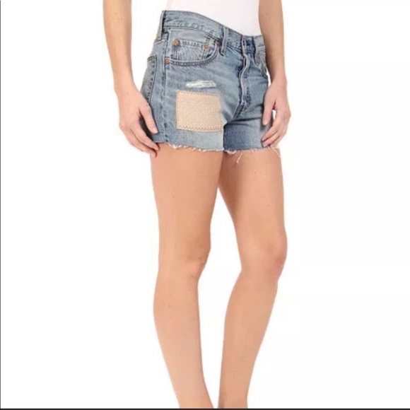 Levi’s 501 Glow Patchwork Shorts 24 Distressed - Picture 2 of 15